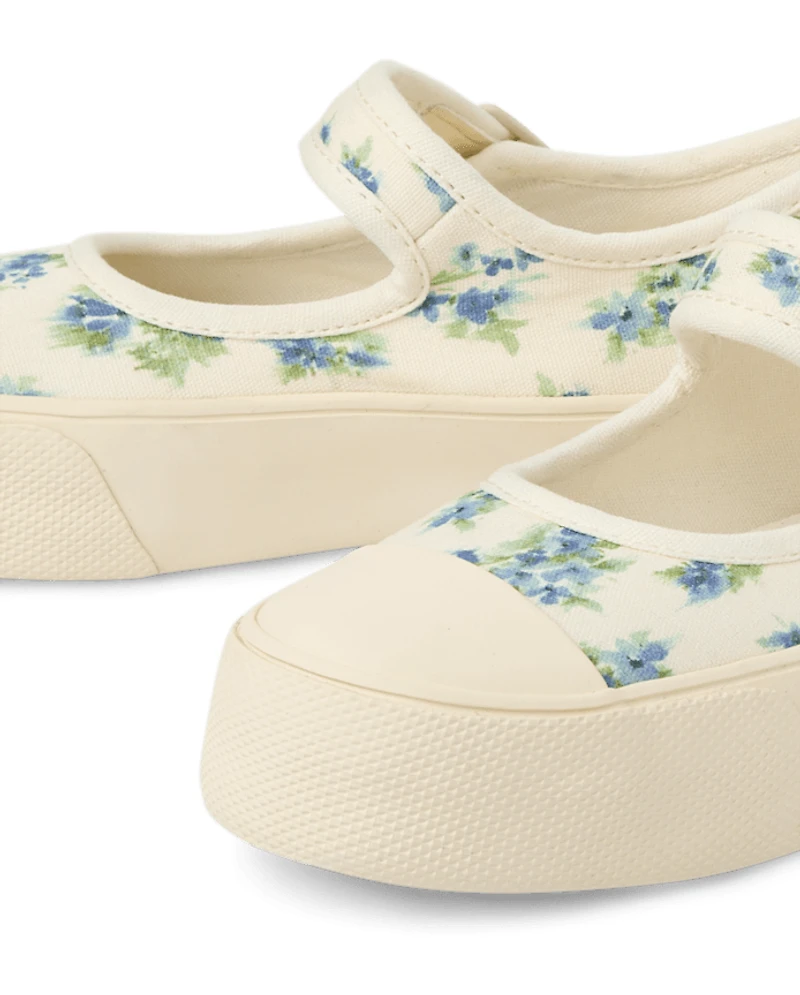 Girls Floral Mary Jane Sneakers