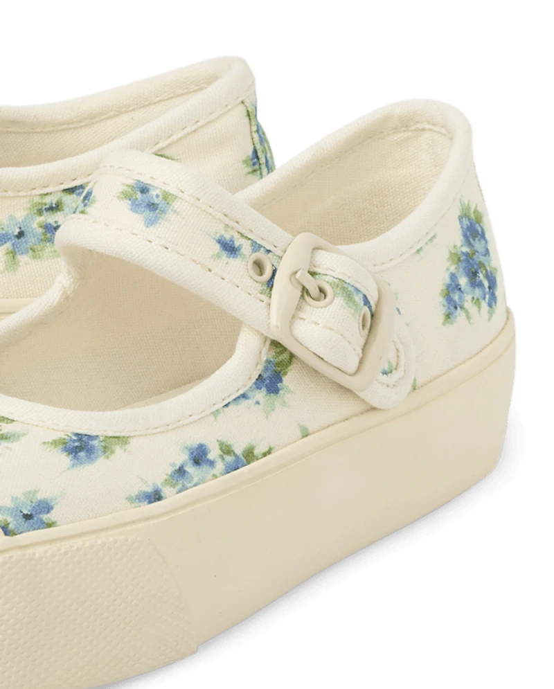 Girls Floral Mary Jane Sneakers
