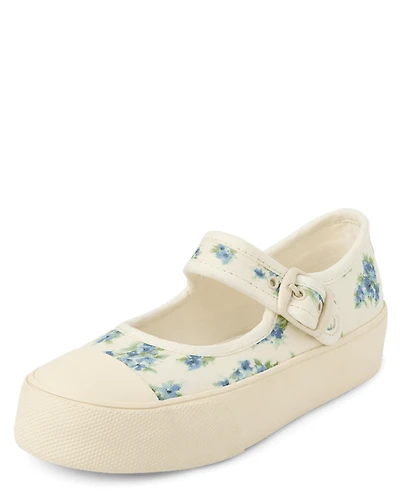 Girls Floral Mary Jane Sneakers