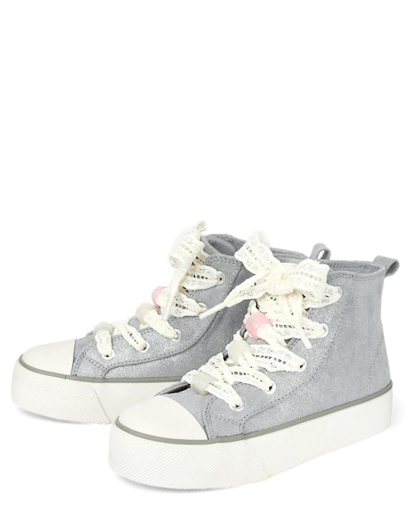 Girls Shimmer High Top Sneakers