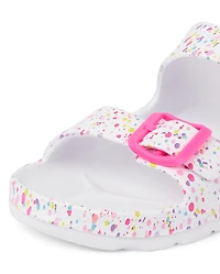 Girls Paint Splatter Buckle Slides