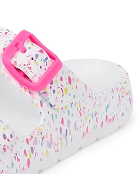 Girls Paint Splatter Buckle Slides