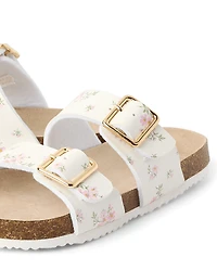 Girls Floral Buckle Slides