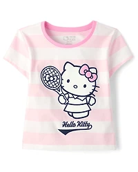 Girls Hello Kitty® Striped Puff Print Tennis Ringer Baby Tee