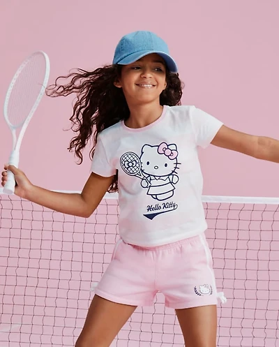 Girls Hello Kitty® Striped Puff Print Tennis Ringer Baby Tee
