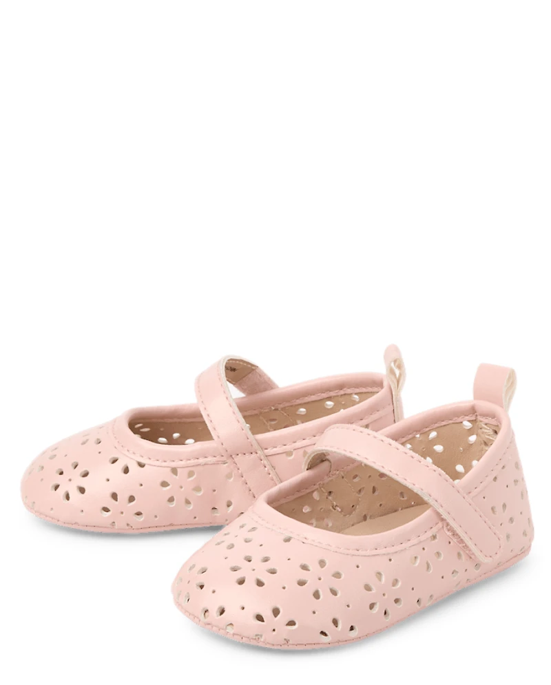 Baby Girls Perforated Floral Ballet Flats
