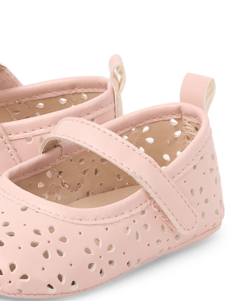 Baby Girls Perforated Floral Ballet Flats