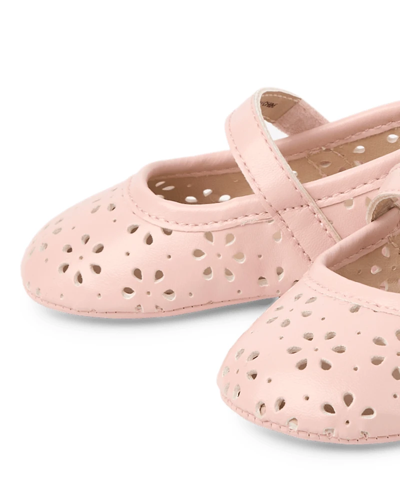 Baby Girls Perforated Floral Ballet Flats