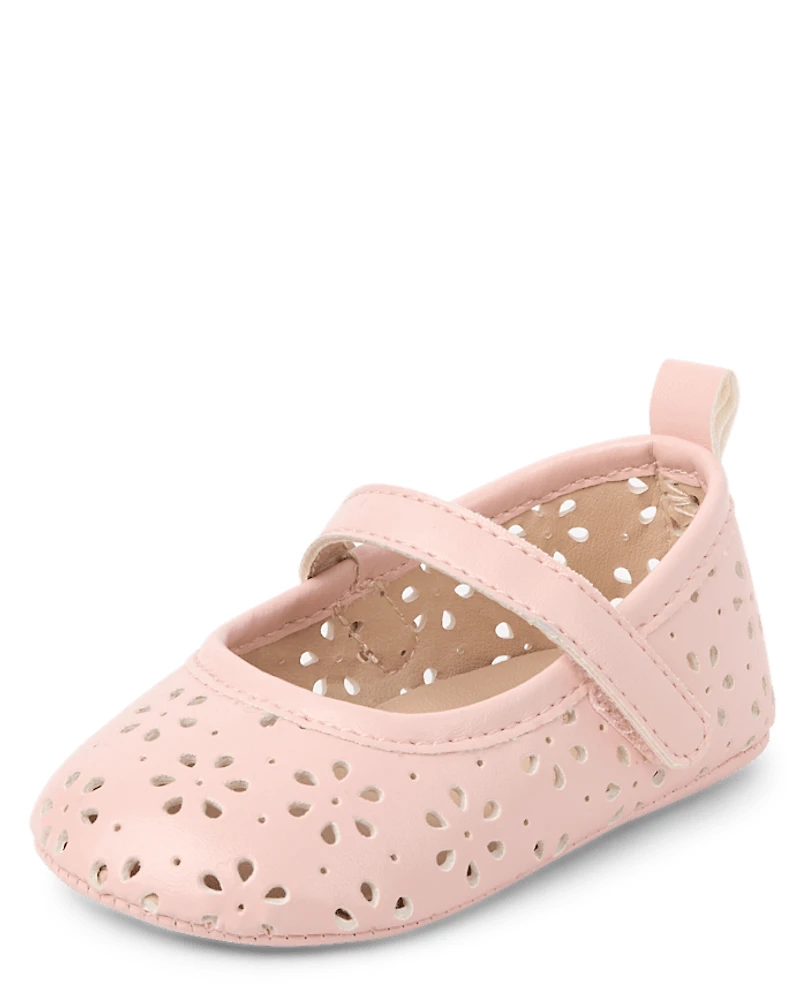 Baby Girls Perforated Floral Ballet Flats