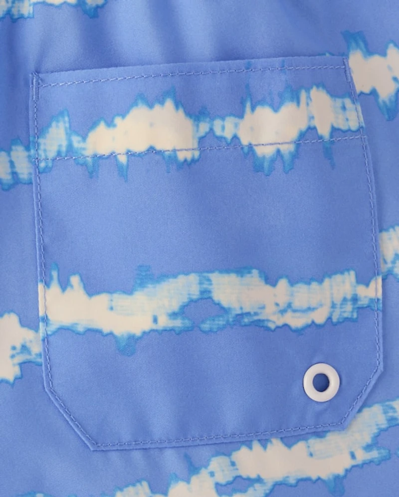 Boys Striped Swim Trunks