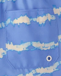 Boys Striped Swim Trunks