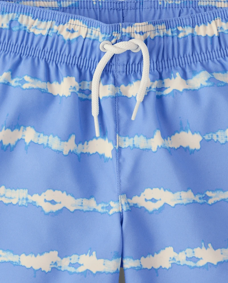Boys Striped Swim Trunks