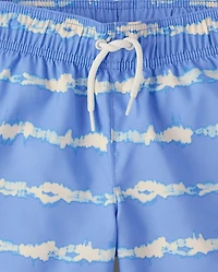 Boys Striped Swim Trunks