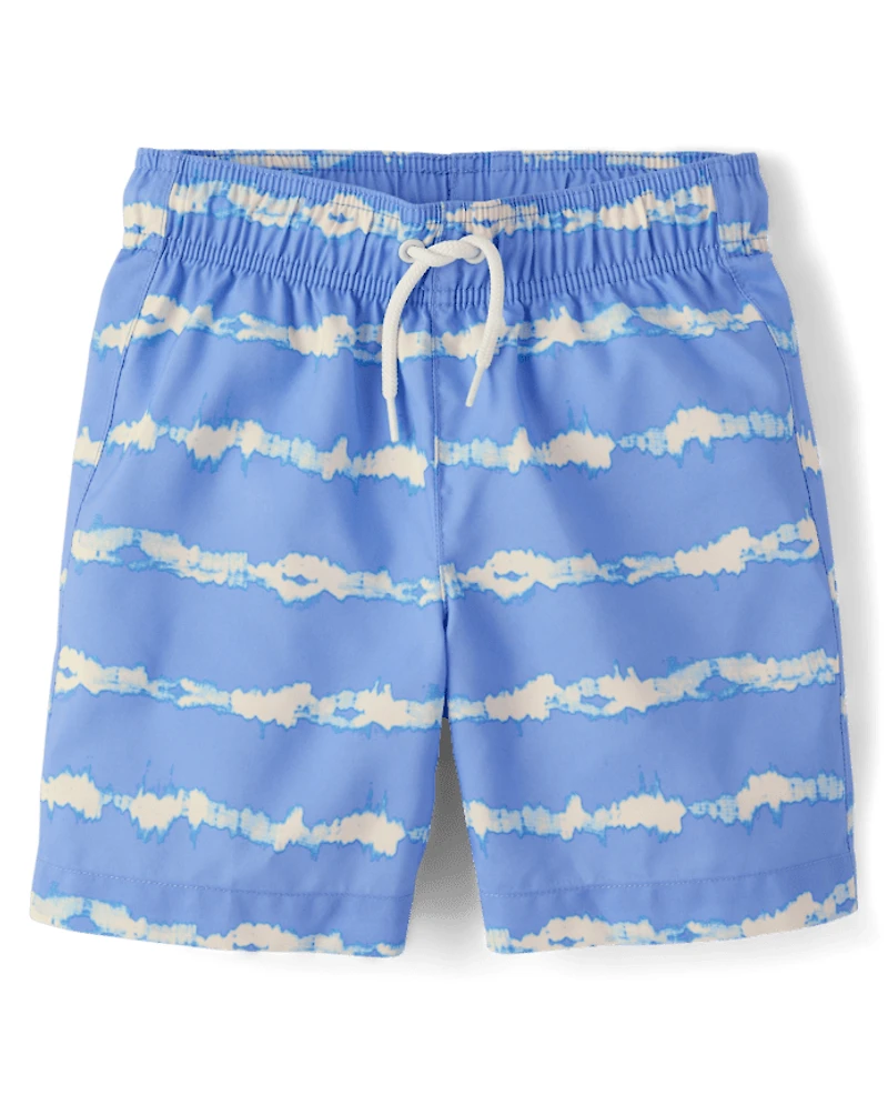 Boys Striped Swim Trunks
