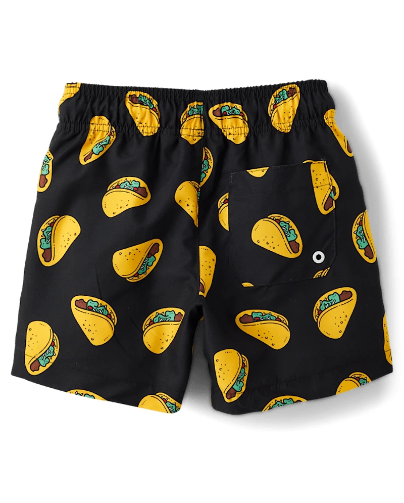 Boys Print Swim Trunks