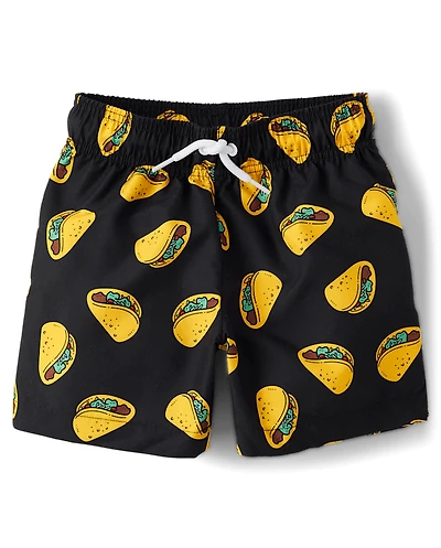 Boys Print Swim Trunks