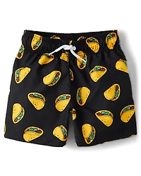 Boys Print Swim Trunks
