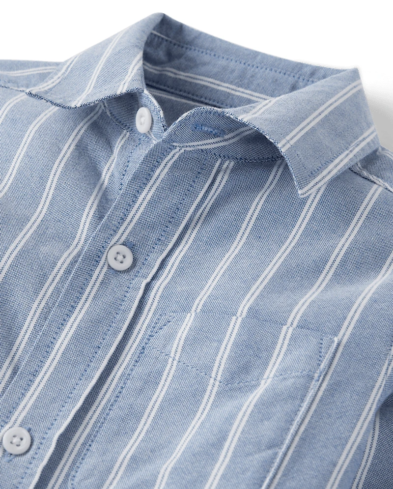 Boys Dad And Me Striped Oxford Button Up Shirt