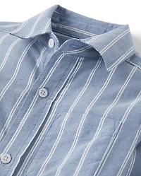 Boys Dad And Me Striped Oxford Button Up Shirt