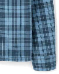 Boys Plaid Poplin Button Up Shirt