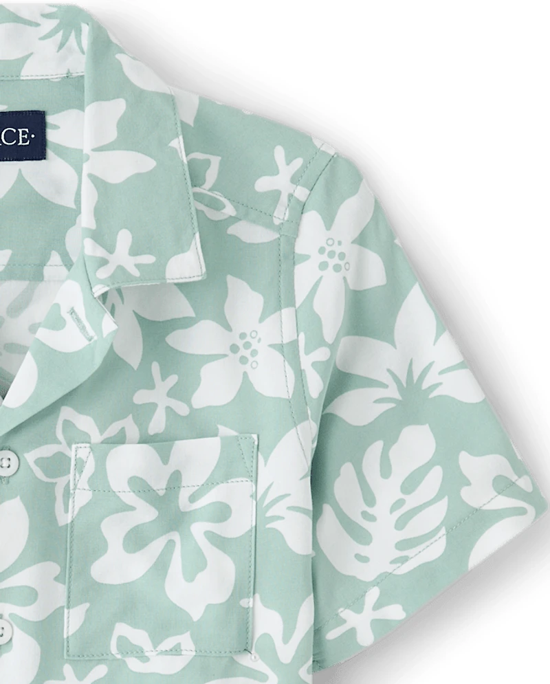 Boys Tropical Button Up Shirt