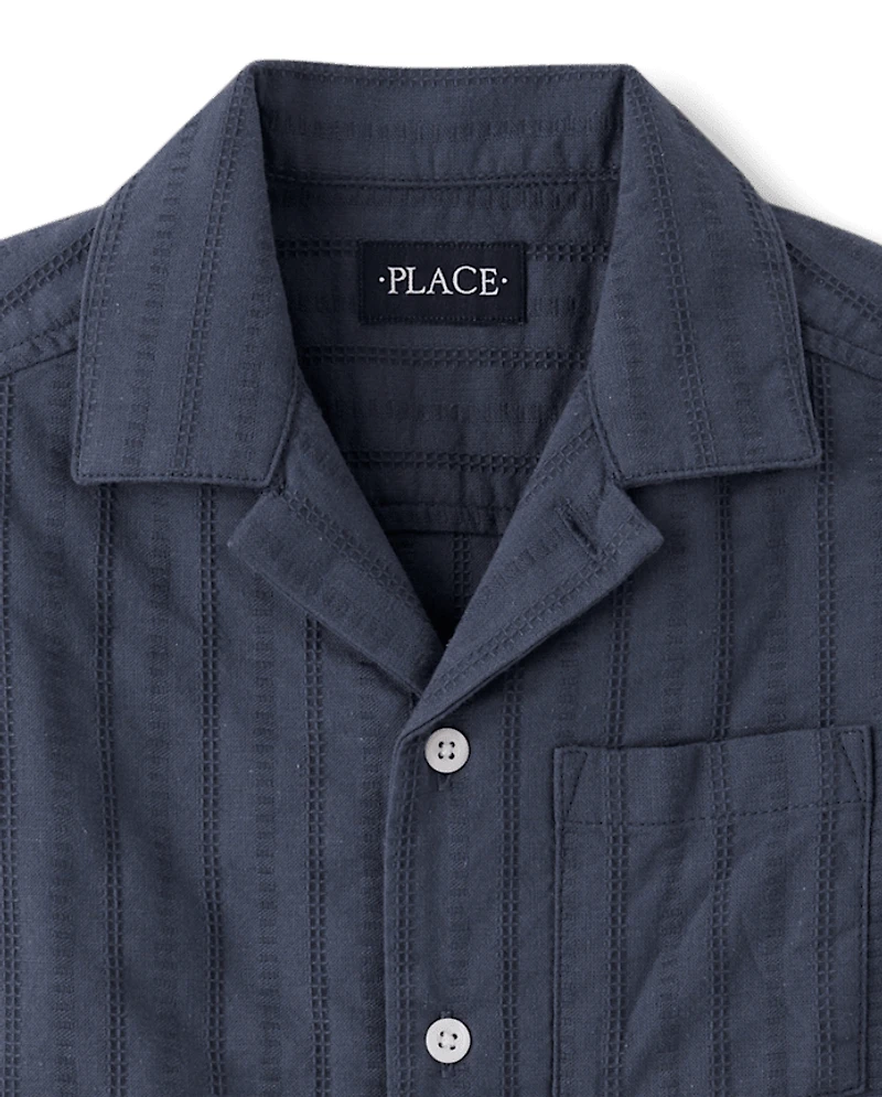 Chemise à carreaux texturée pour garçon