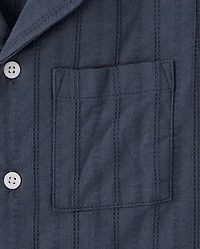 Boys Plaid Textured Button Up Shirt