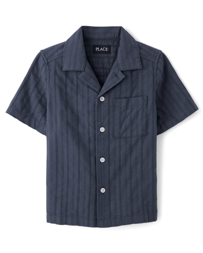 Chemise à carreaux texturée pour garçon