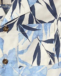 Chemise boutonnée en popeline à motif de feuilles tropicales pour garçon