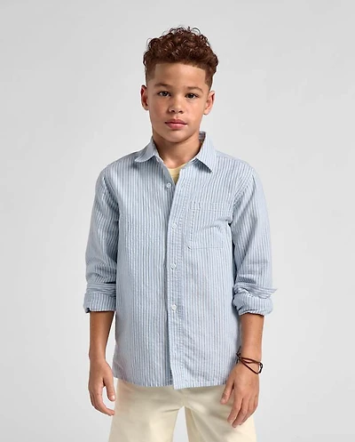 Boys Striped Oxford Button Up Shirt