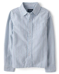 Boys Striped Oxford Button Up Shirt