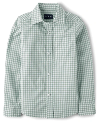 Boys Dad And Me Gingham Poplin Button Up Shirt