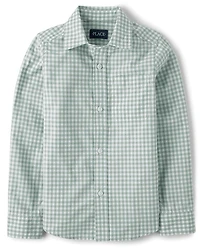 Boys Dad And Me Gingham Poplin Button Up Shirt