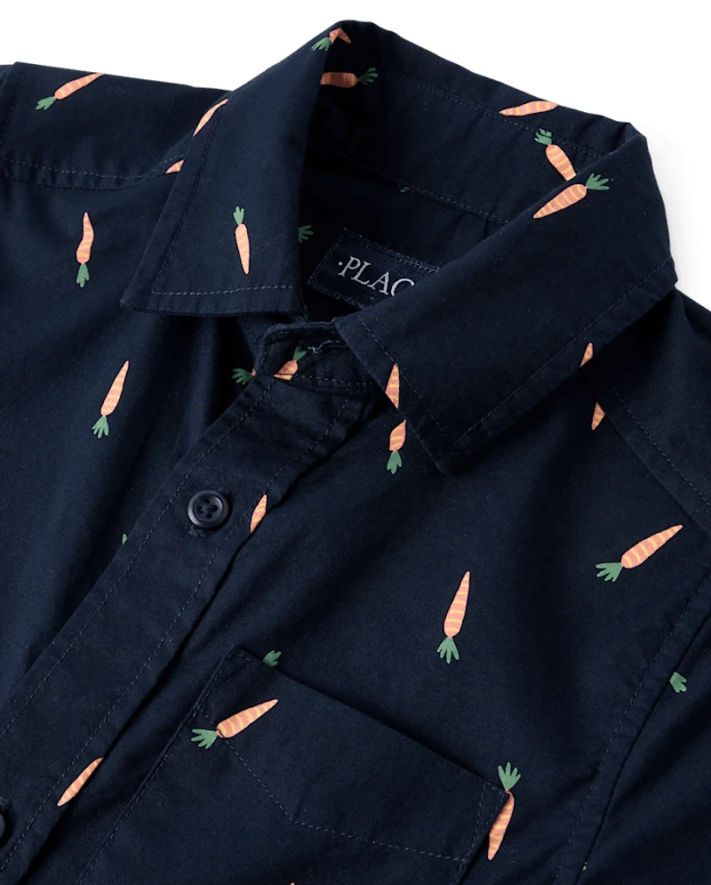 Boys Carrot Poplin Button Up Shirt
