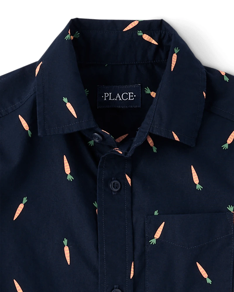 Boys Carrot Poplin Button Up Shirt