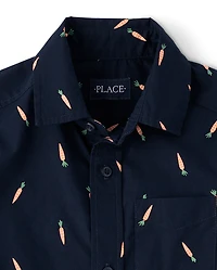 Boys Carrot Poplin Button Up Shirt