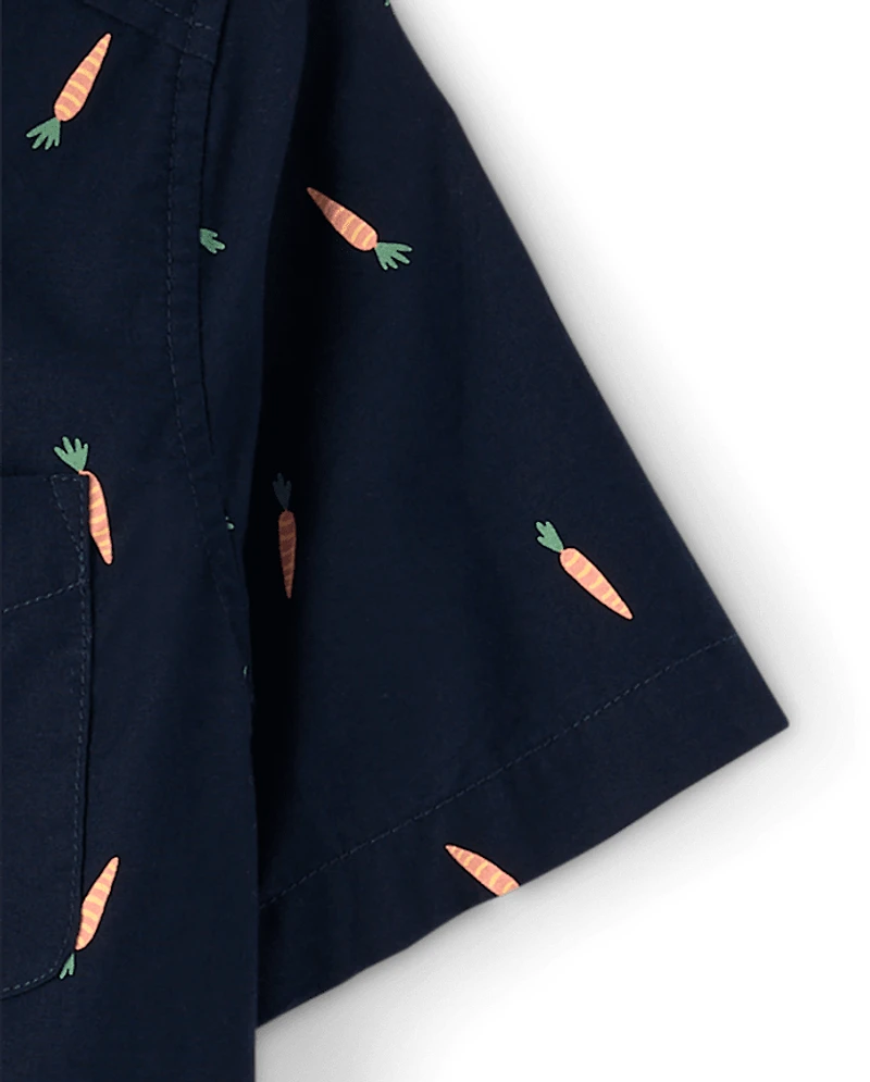 Chemise boutonnée en popeline à carreaux pour garçon