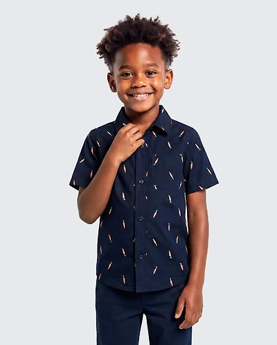 Boys Carrot Poplin Button Up Shirt