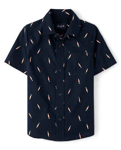 Boys Carrot Poplin Button Up Shirt