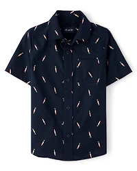 Boys Carrot Poplin Button Up Shirt