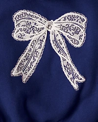 Girls Oversized Puff Print Bow Premium Fleece Hoodie