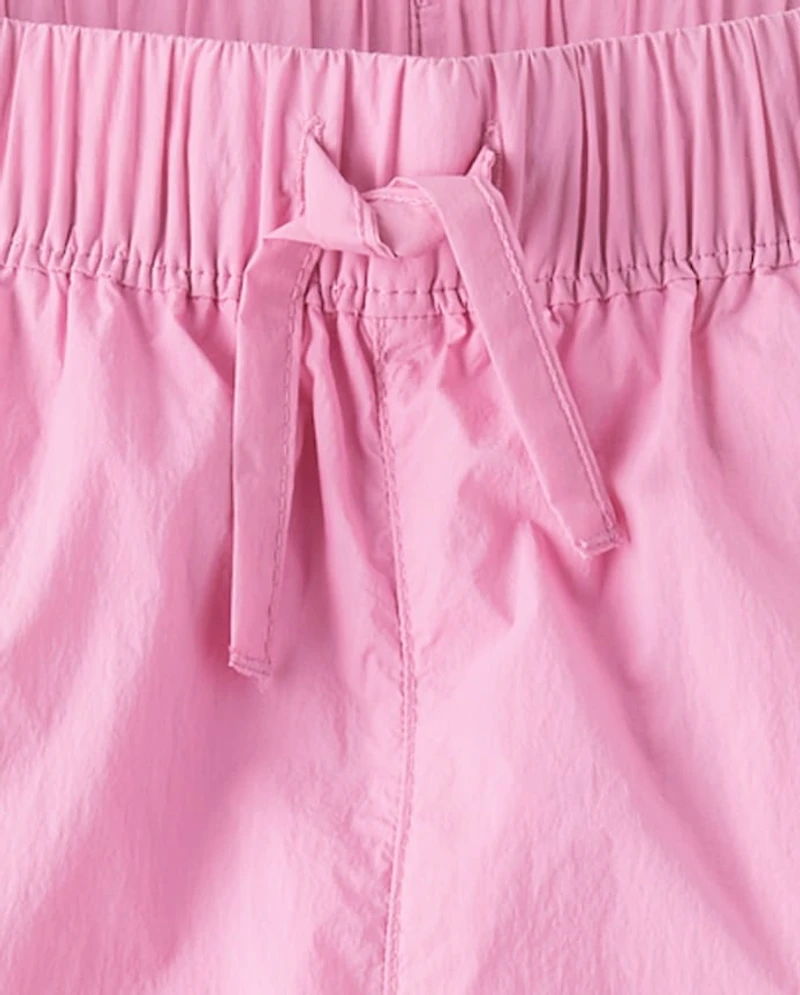 Girls Contrast Mesh Lined Parachute Pants