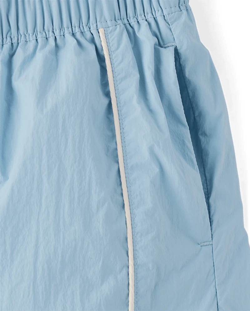 Girls Contrast Mesh Lined Parachute Pants