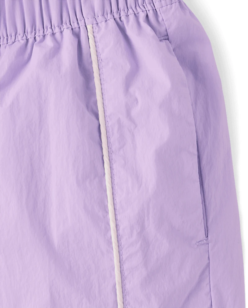 Girls Contrast Mesh Lined Parachute Pants