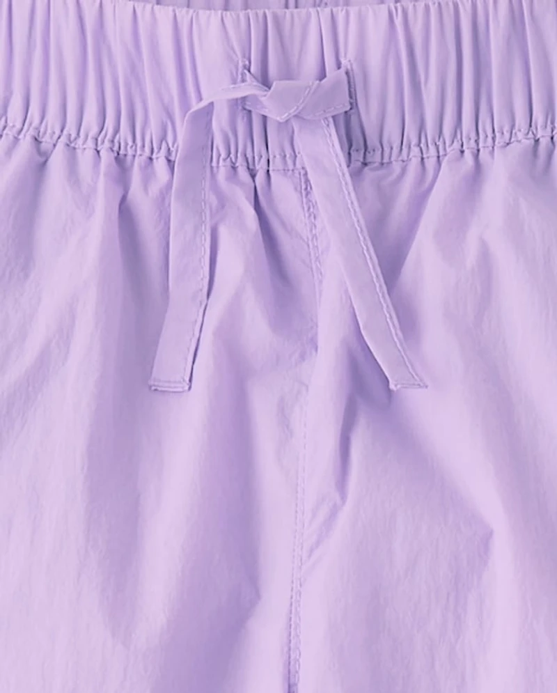 Girls Contrast Mesh Lined Parachute Pants