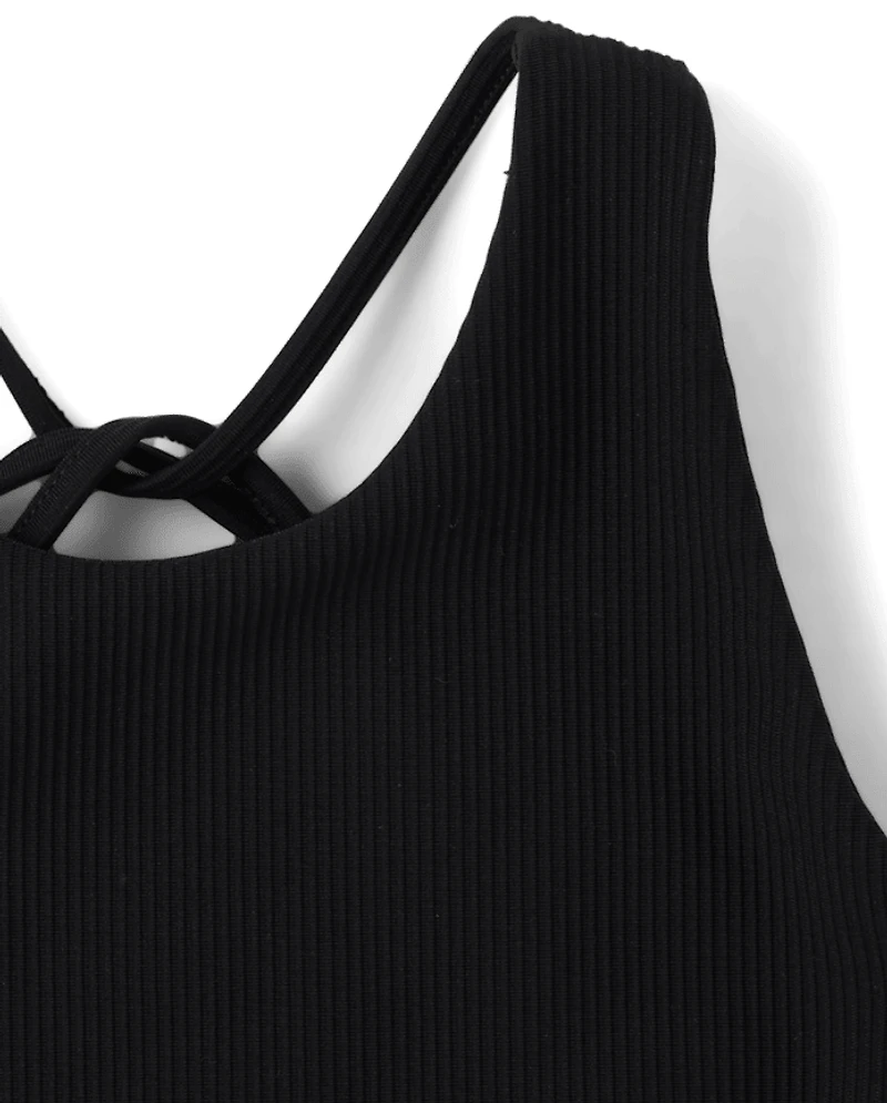 Débardeur côtelé à dos croisé pour filles