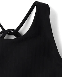 Débardeur côtelé à dos croisé pour filles