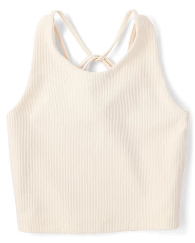 Girls Quick Dry Cross Back Ribbed Tank Top