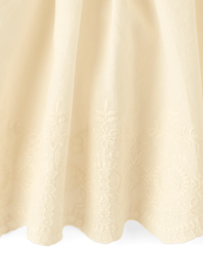 Girls Embroidered Eyelet Peplum Top