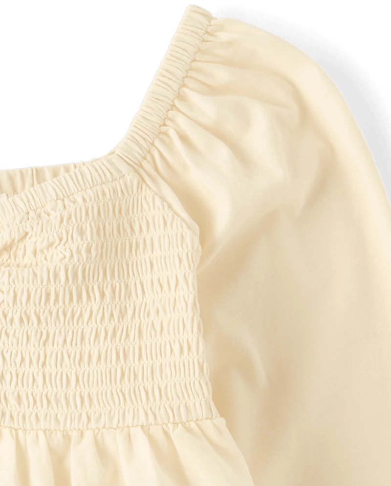 Girls Embroidered Eyelet Peplum Top